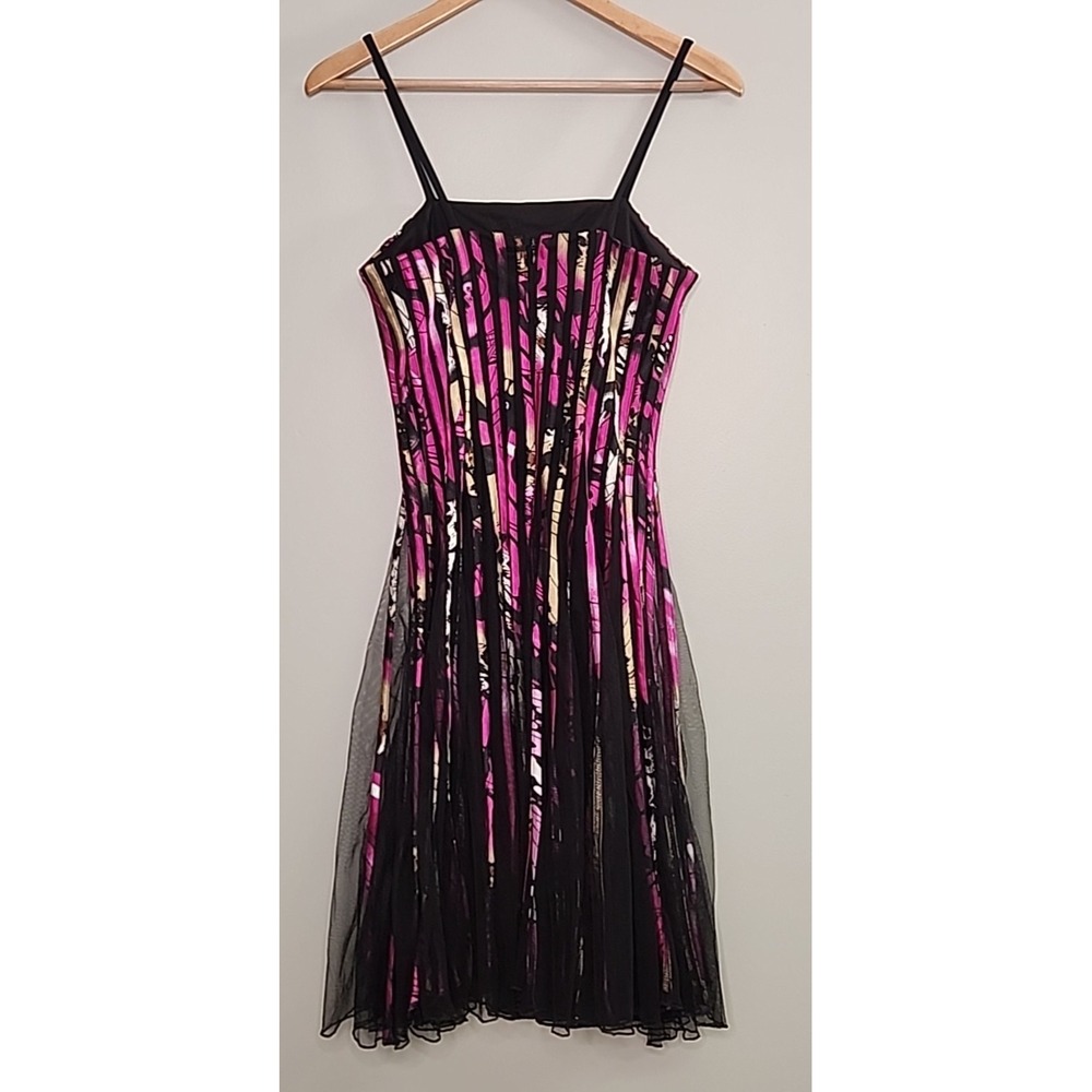 Y2K Romantic Floral Black Tulle Cocktail Formal Dress Womens S Witchy Fairygoth - Picture 4 of 9